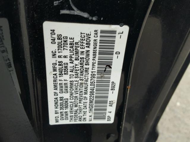 1HGEM22984L057991 - 2004 HONDA CIVIC EX 黑色 照片 10