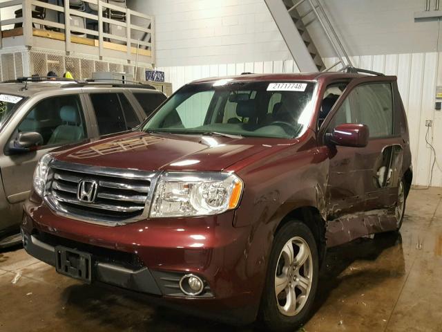 5FNYF4H57DB042987 - 2013 HONDA PILOT EXL MAROON photo 2