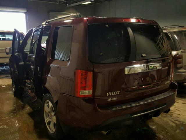 5FNYF4H57DB042987 - 2013 HONDA PILOT EXL MAROON photo 3