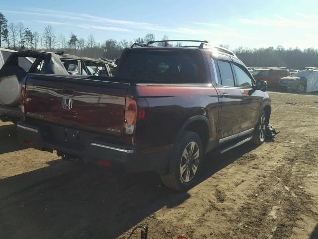 5FPYK3F62HB012696 - 2017 HONDA RIDGELINE BURGUNDY photo 4