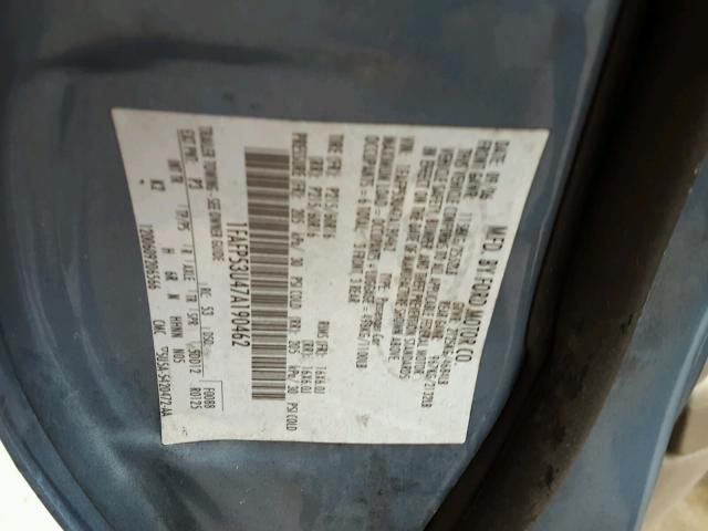 1FAFP53U47A190462 - 2007 FORD TAURUS SE BLUE photo 10