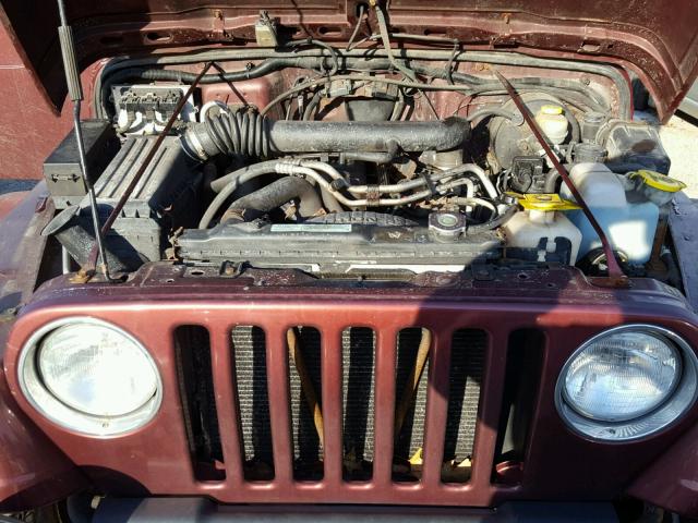 1J4FA59S21P361287 - 2001 JEEP WRANGLER / MAROON photo 7