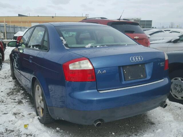 WAULC68E22A158955 - 2002 AUDI A4 1.8T QU BLUE photo 3