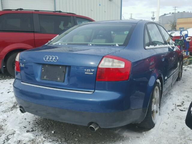 WAULC68E22A158955 - 2002 AUDI A4 1.8T QU BLUE photo 4