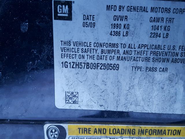 1G1ZH57B09F250569 - 2009 CHEVROLET MALIBU 1LT 蓝色 照片 10