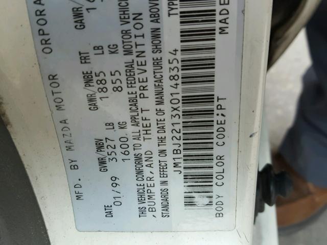 JM1BJ2213X0148354 - 1999 MAZDA PROTEGE ES WHITE photo 10