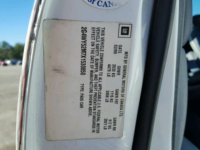 2G4WY52M7X1530850 - 1999 BUICK CENTURY LI WHITE photo 10