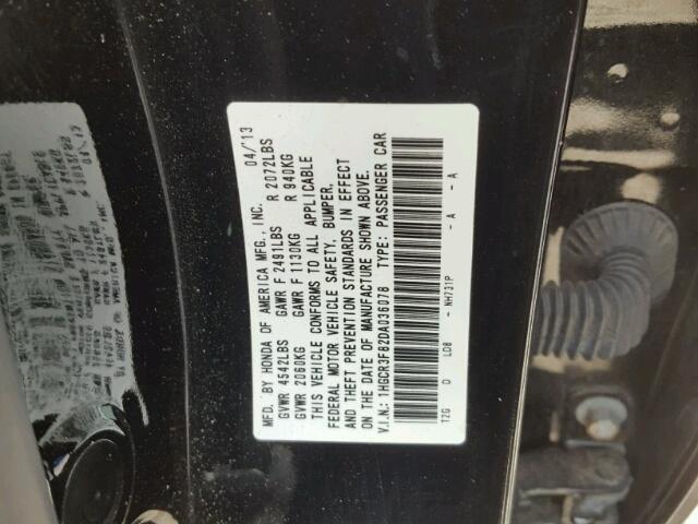 1HGCR3F82DA036078 - 2013 HONDA ACCORD EXL BLACK photo 10