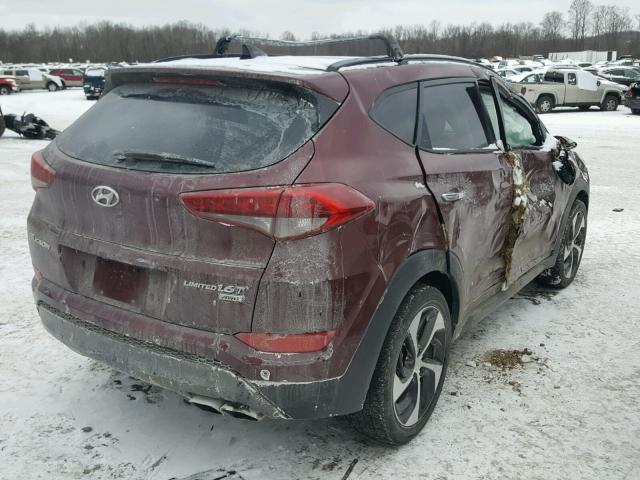 KM8J3CA27GU114556 - 2016 HYUNDAI TUCSON LIM MAROON photo 4