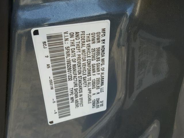 5FNRL18932B011232 - 2002 HONDA ODYSSEY EX GRAY photo 10