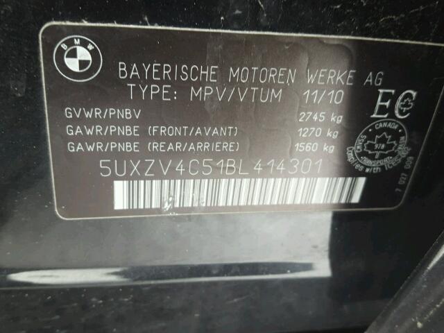 5UXZV4C51BL414301 - 2011 BMW X5 XDRIVE3 BLACK photo 10