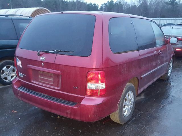 KNDUP131046545447 - 2004 KIA SEDONA EX BURGUNDY photo 4