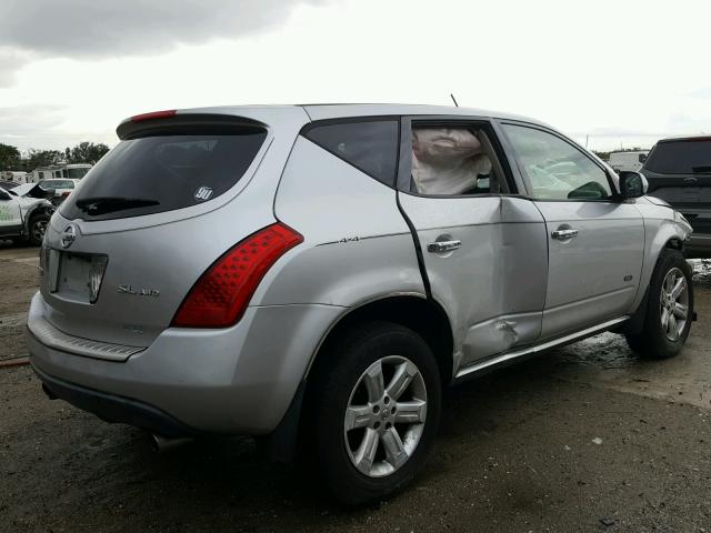 JN8AZ08W26W518267 - 2006 NISSAN MURANO SL SILVER photo 4