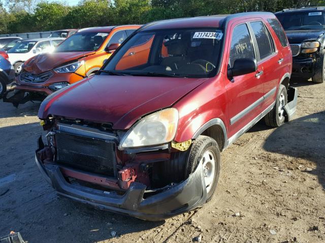 JHLRD68412C000924 - 2002 HONDA CR-V LX MAROON photo 2