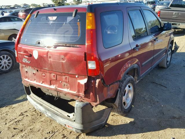 JHLRD68412C000924 - 2002 HONDA CR-V LX MAROON photo 4