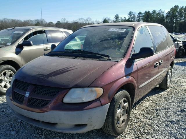 1B4GP25342B647952 - 2002 DODGE CARAVAN SE BURGUNDY photo 2