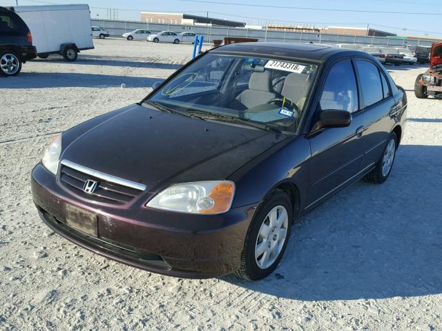 2HGES26771H500106 - 2001 HONDA CIVIC EX 勃艮第红 照片 2