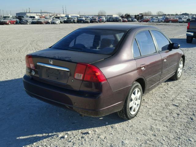 2HGES26771H500106 - 2001 HONDA CIVIC EX 勃艮第红 照片 4