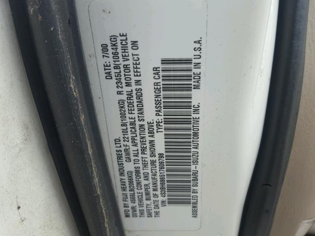 4S3BH686517609798 - 2001 SUBARU LEGACY OUT WHITE photo 10