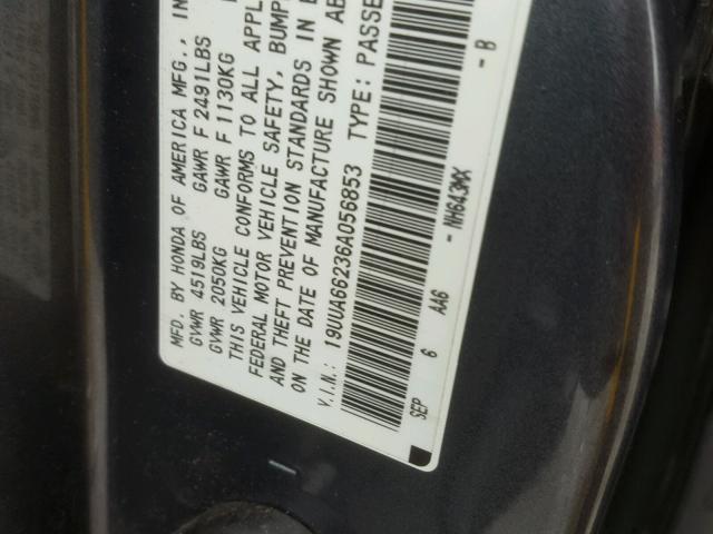 19UUA66236A056853 - 2006 ACURA 3.2TL GRAY photo 10