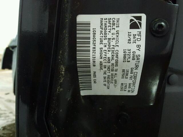 1G8AG52F83Z131010 - 2003 SATURN ION LEVEL BLACK photo 10