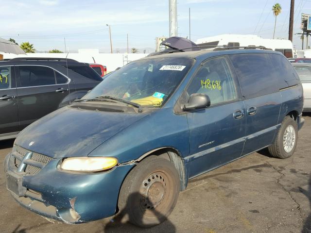 2B4GP45R4YR595877 - 2000 DODGE CARAVAN SE GREEN photo 2