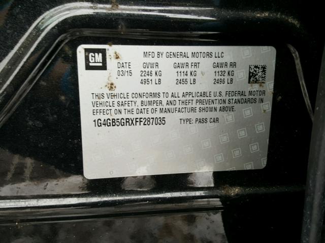 1G4GB5GRXFF287035 - 2015 BUICK LACROSSE GRAY photo 10