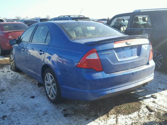 3FAHP0JA9BR296926 - 2011 FORD FUSION SEL BLUE photo 3