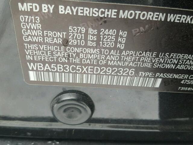 WBA5B3C5XED292326 - 2014 BMW 535 XI BLACK photo 10