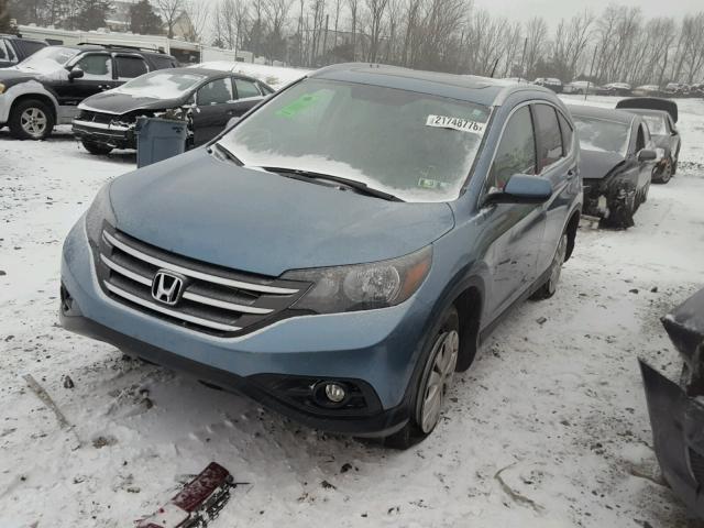 5J6RM4H78EL004446 - 2014 HONDA CR-V EXL BLUE photo 2