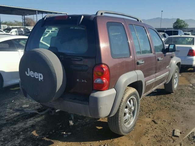 1J4GK48KX4W311132 - 2004 JEEP LIBERTY SP MAROON photo 4
