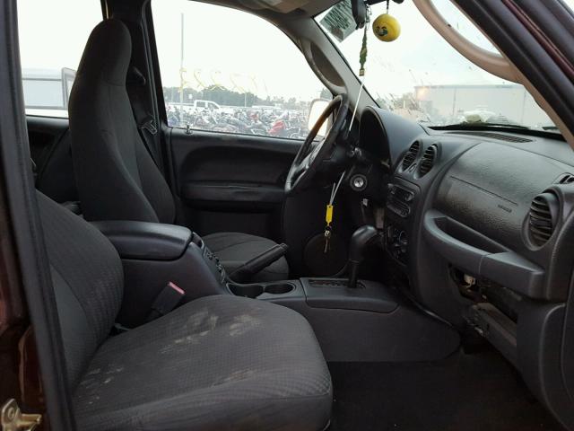 1J4GK48KX4W311132 - 2004 JEEP LIBERTY SP MAROON photo 5