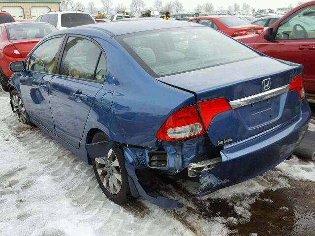 19XFA168X9E027771 - 2009 HONDA CIVIC EX ლურჯი ფოტო 3