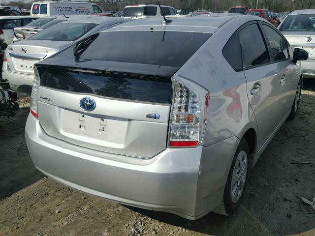 JTDKN3DU8B0322204 - 2011 TOYOTA PRIUS SILVER photo 4