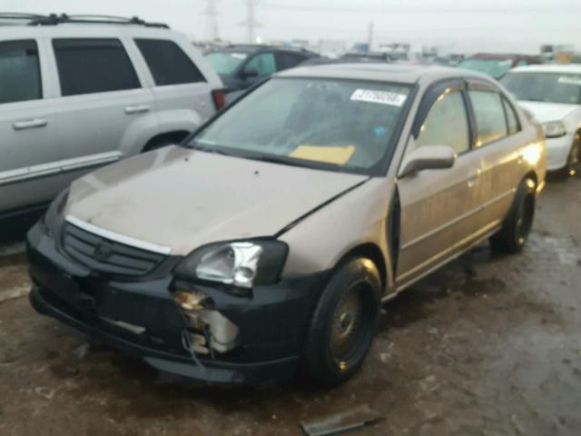 1HGES25711L058234 - 2001 HONDA CIVIC EX GOLD photo 2