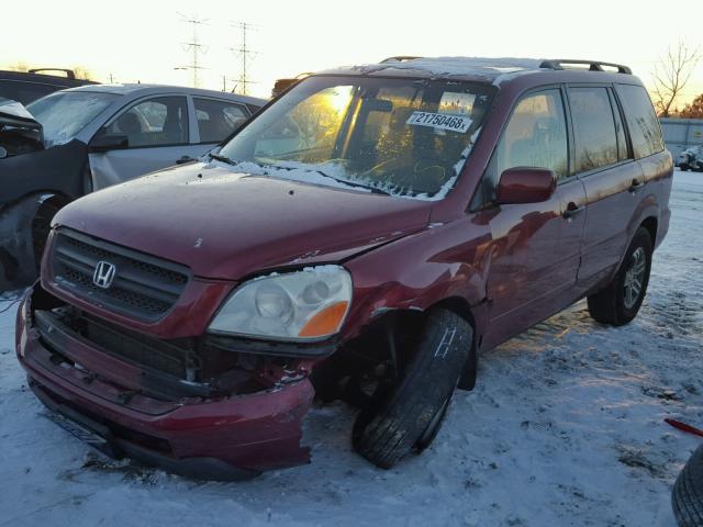 5FNYF18465B004710 - 2005 HONDA PILOT EX BURGUNDY photo 2