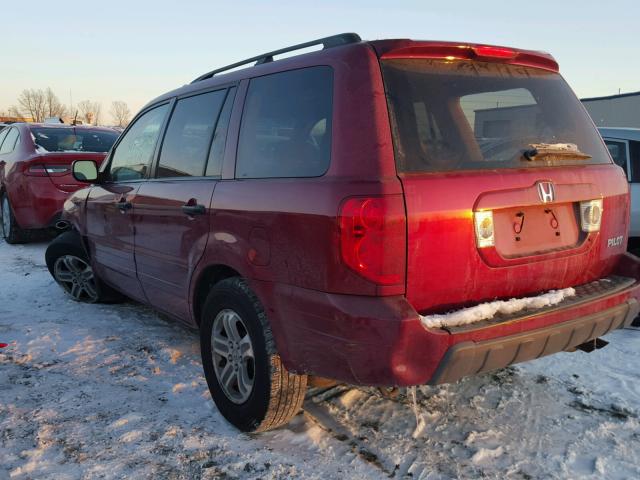 5FNYF18465B004710 - 2005 HONDA PILOT EX BURGUNDY photo 3