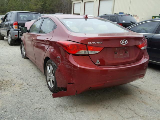 5NPDH4AE2DH438250 - 2013 HYUNDAI ELANTRA GL BURGUNDY photo 3