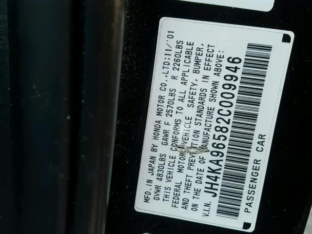 JH4KA96582C009946 - 2002 ACURA 3.5RL BLACK photo 10