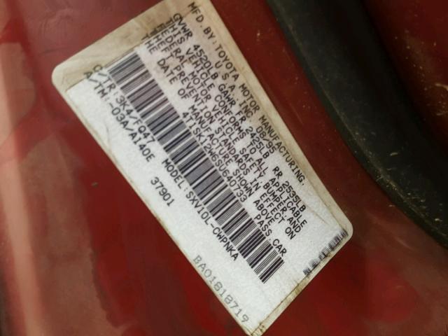 4T1SK12W6SU640733 - 1995 TOYOTA CAMRY LE RED photo 10