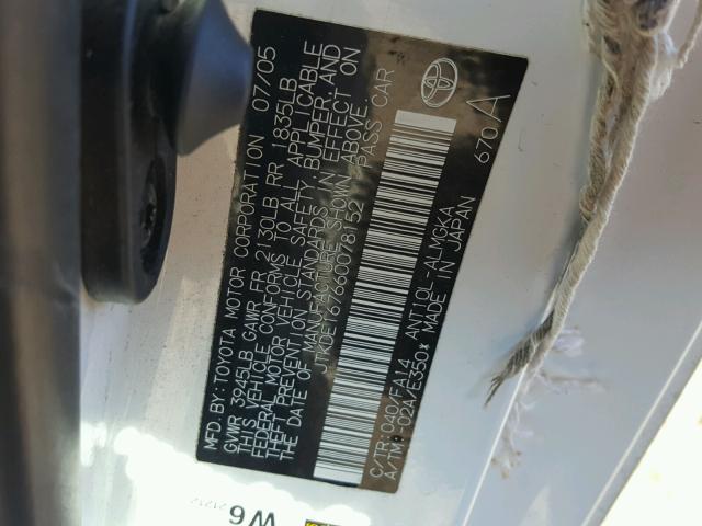 JTKDE167660078152 - 2006 TOYOTA SCION TC 白色 照片 10