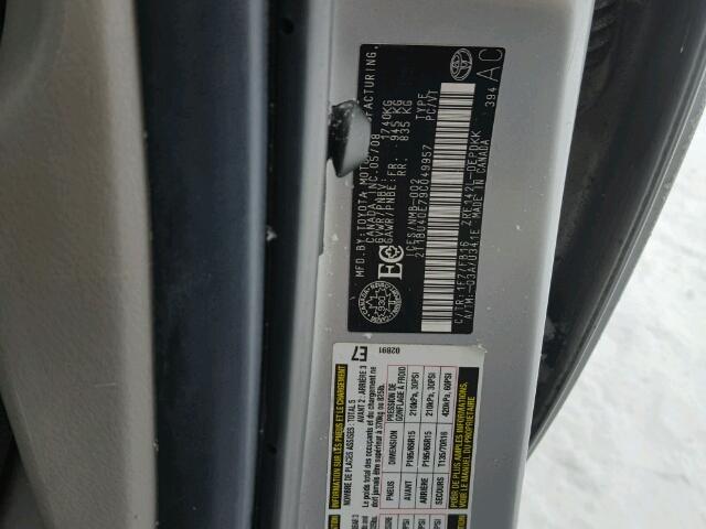 2T1BU40E79C049957 - 2009 TOYOTA COROLLA BA SILVER photo 10