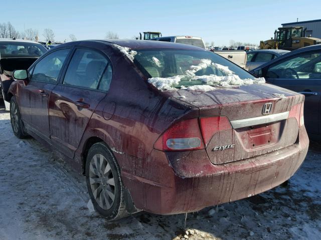 19XFA1F99BE029252 - 2011 HONDA CIVIC EXL BURGUNDY photo 3