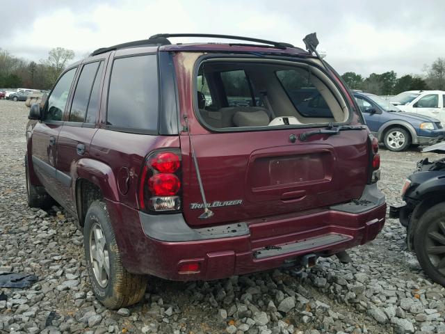 1GNDS13S352132445 - 2005 CHEVROLET TRAILBLAZE MAROON photo 3