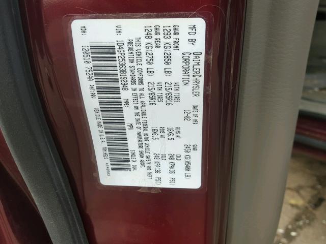 1D4GP25363B192948 - 2003 DODGE CARAVAN SE MAROON photo 10