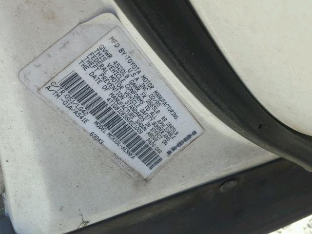 4T1GB10E9SU021009 - 1995 TOYOTA AVALON XL WHITE photo 10