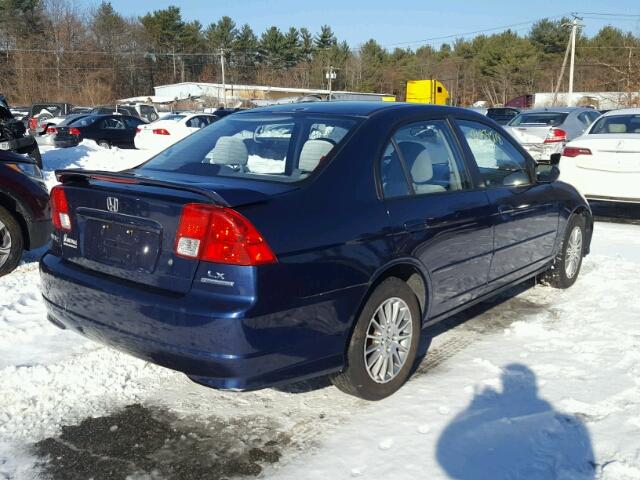 2HGES16595H578921 - 2005 HONDA CIVIC LX BLUE photo 4