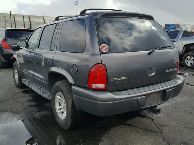 1B4HS48NX2F212082 - 2002 DODGE DURANGO SL GRAY photo 3