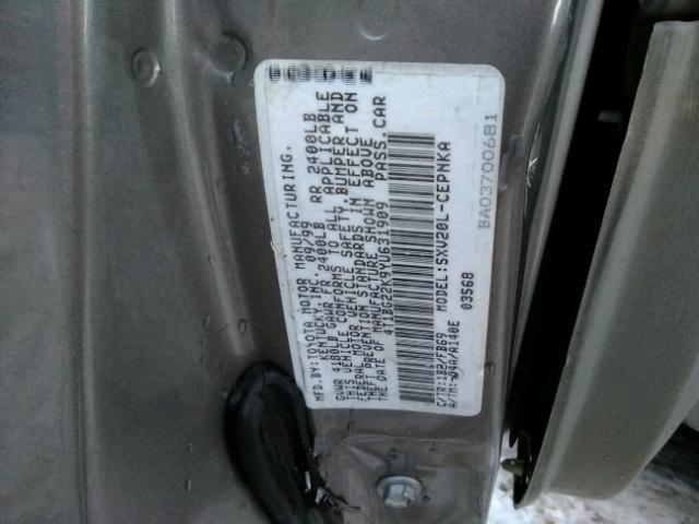 4T1BG22K9YU631909 - 2000 TOYOTA CAMRY CE TAN photo 10