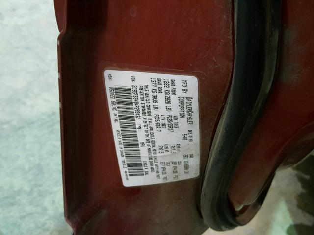 2C8GF68494R293432 - 2004 CHRYSLER PACIFICA RED photo 10